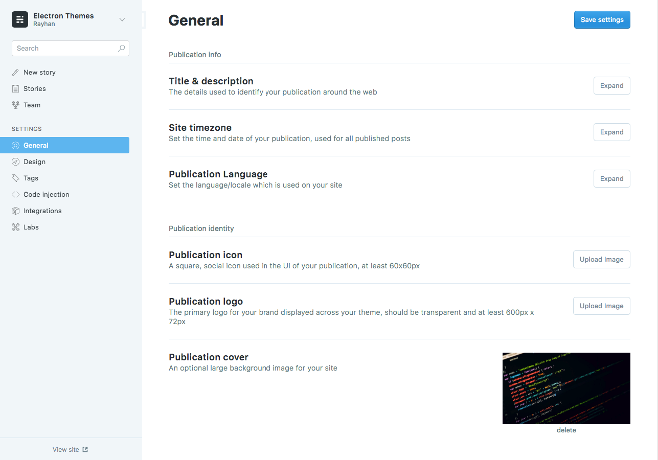 Settings General