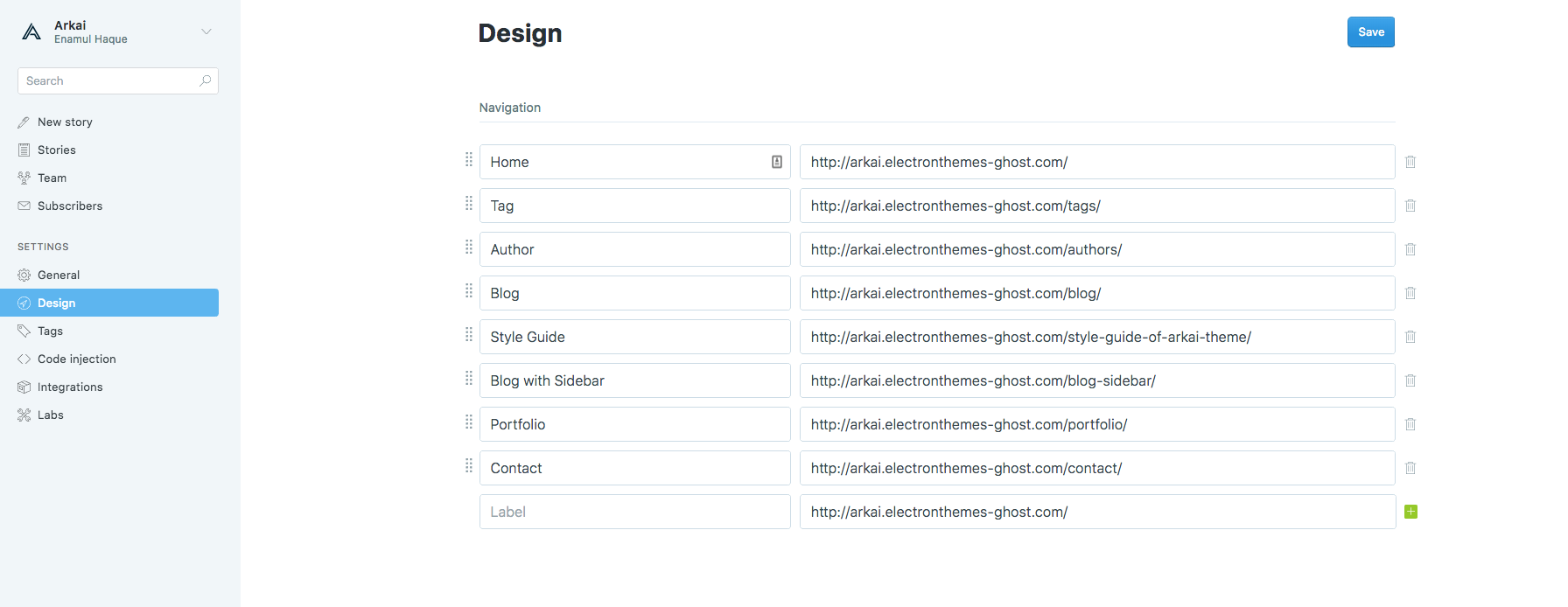 Settings Navigation