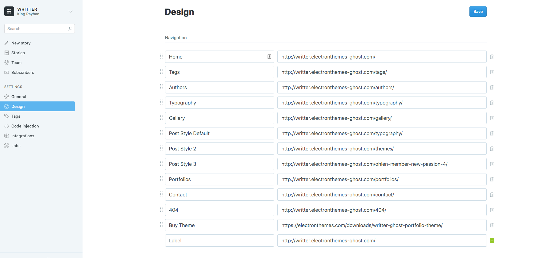 Settings Navigation