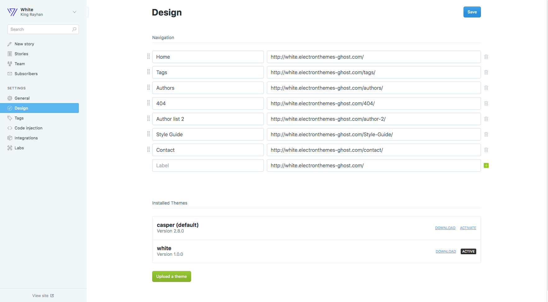 Settings Navigation