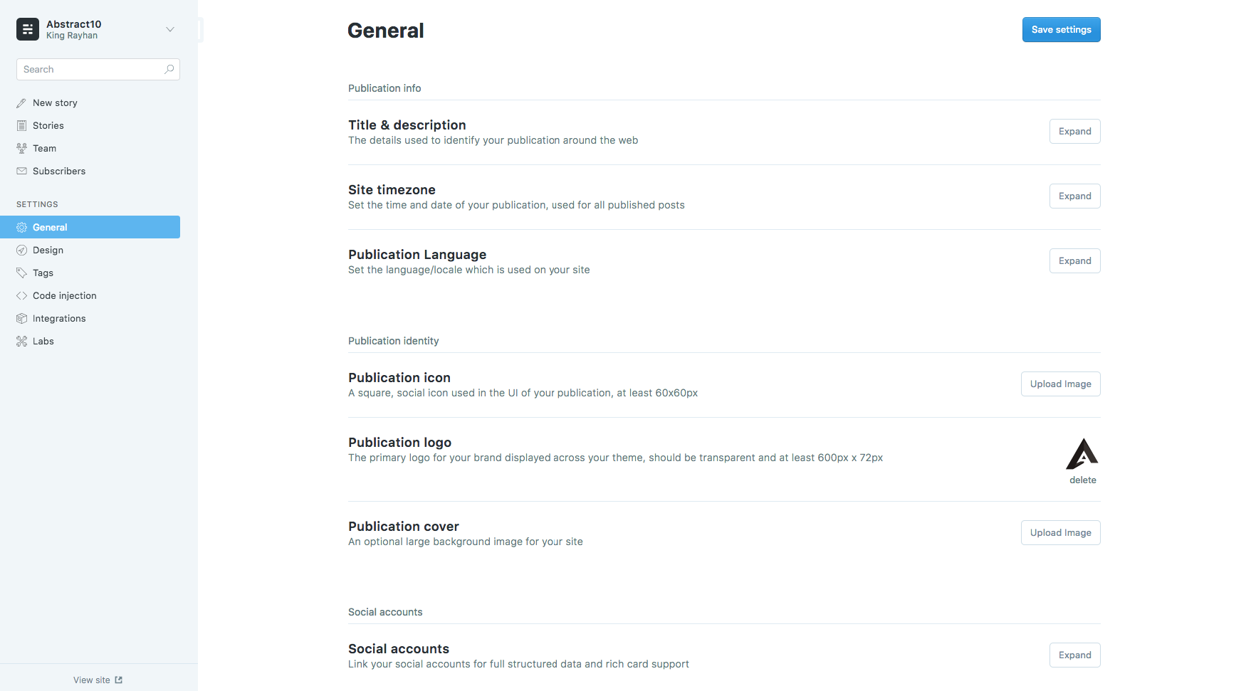 Settings Navigation